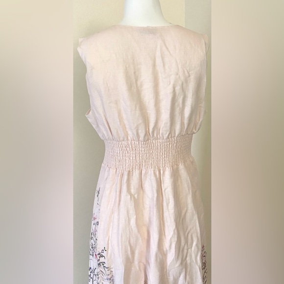 Christian Lacroix Light Pink Floral Maxi Dress linen / cotton vacation/summer dr - Picture 6 of 6